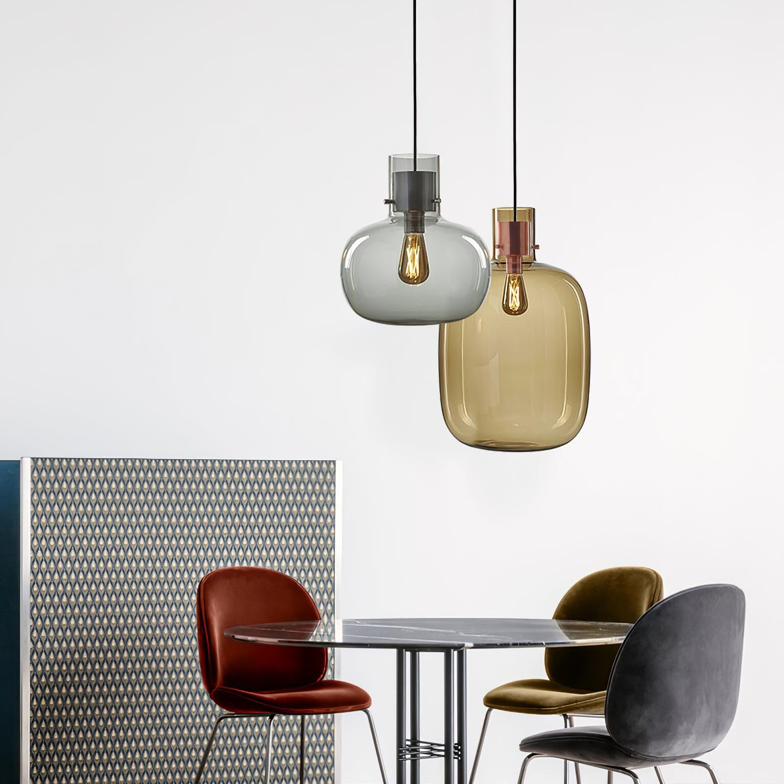 Cambre Glass Pendant Light | Metal & Glass | Rose Gold & Clear