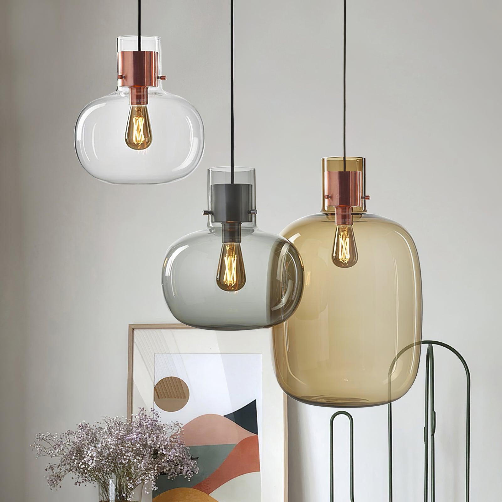Cambre Glass Pendant Light | Metal & Glass | Rose Gold & Clear
