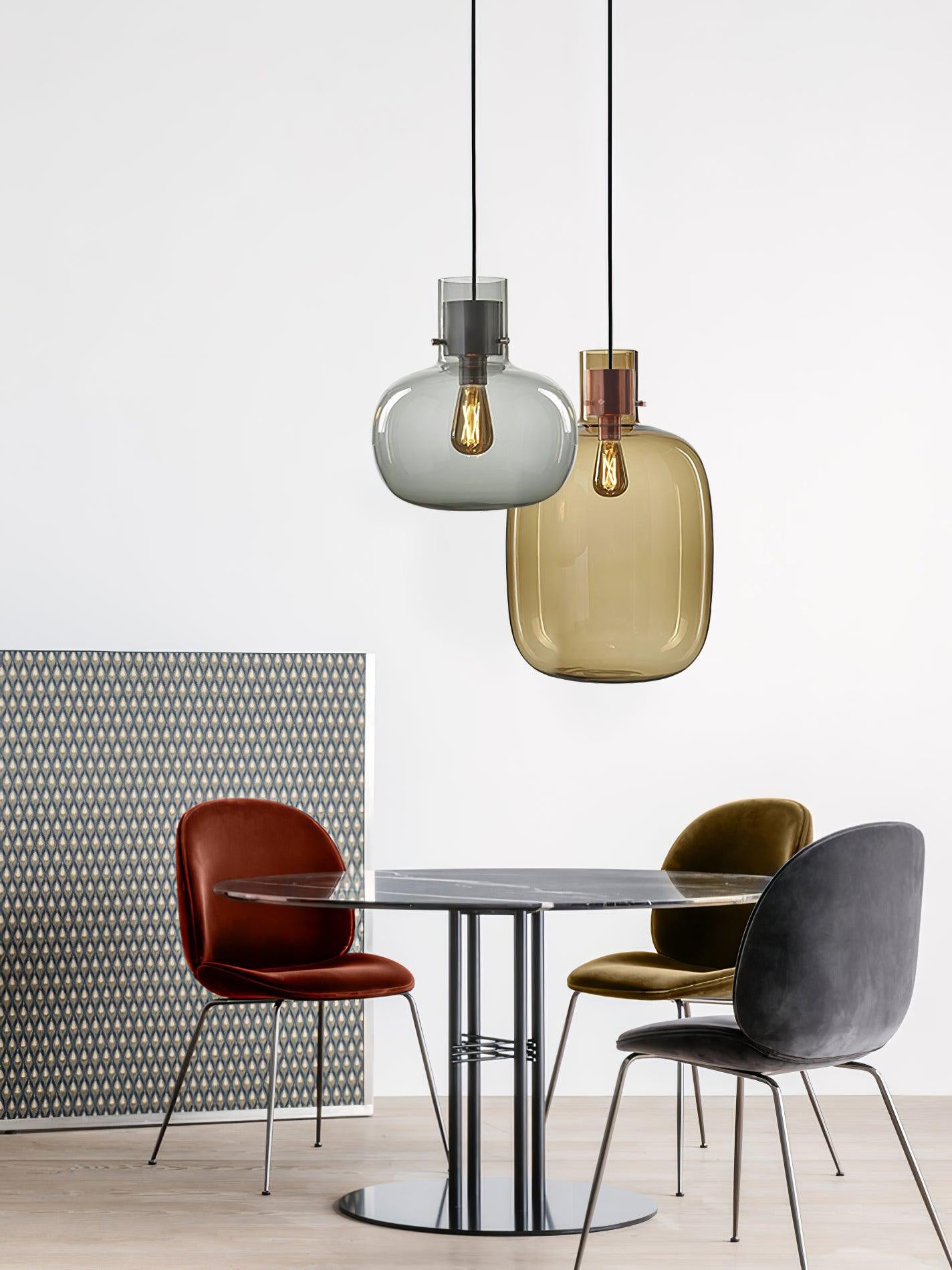 Cambre Glass Pendant Light | Metal & Glass | Rose Gold & Clear