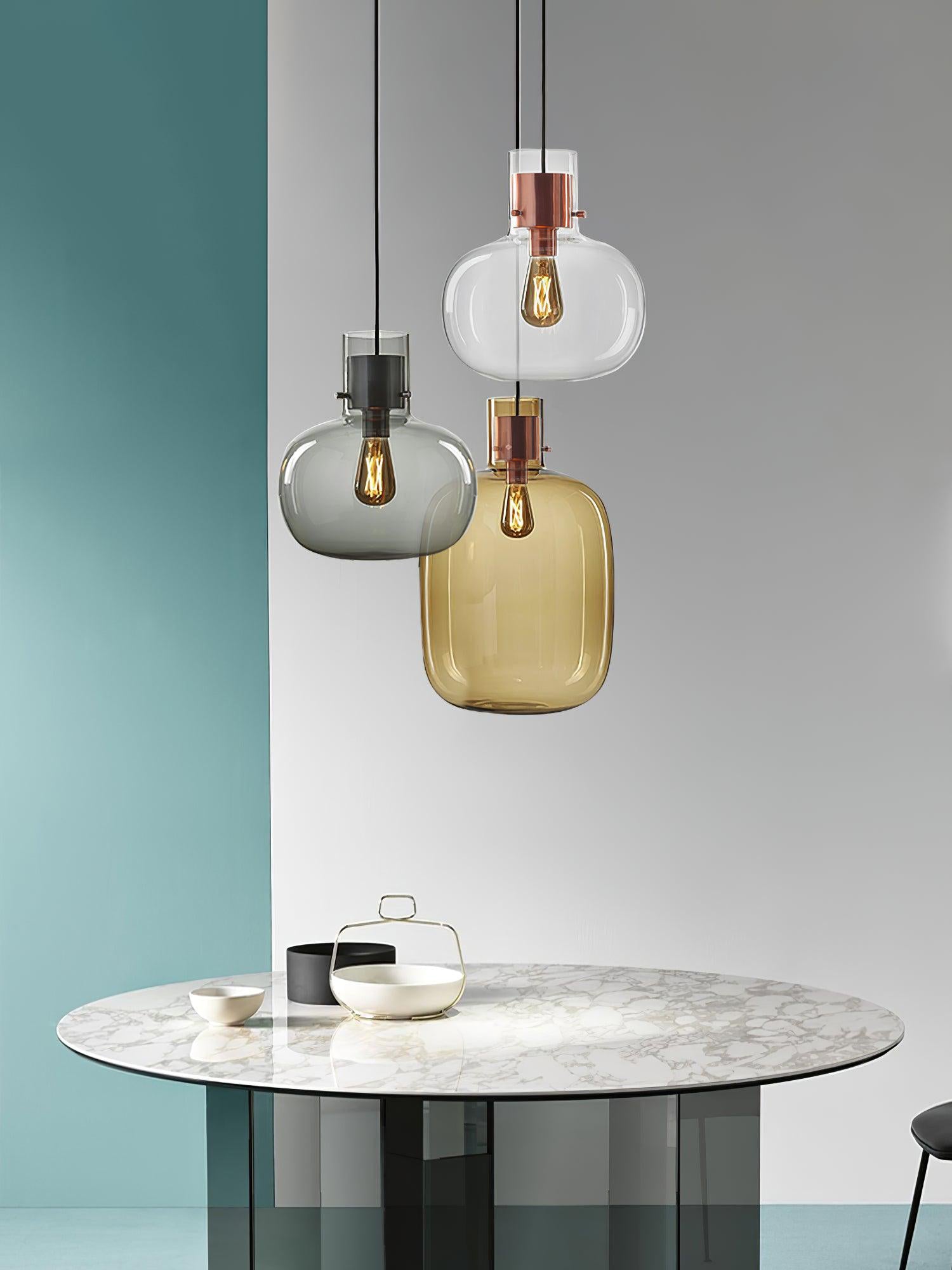 Cambre Glass Pendant Light | Metal & Glass | Rose Gold & Clear