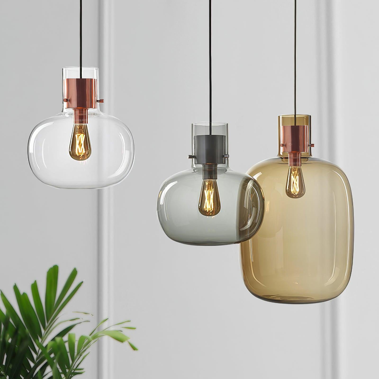 Cambre Glass Pendant Light | Metal & Glass | Rose Gold & Clear
