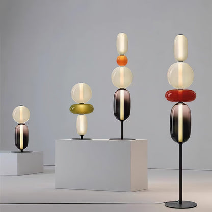 Pebbles Table Lamp | Hand-Blown Crystal & Metal | Black Shade