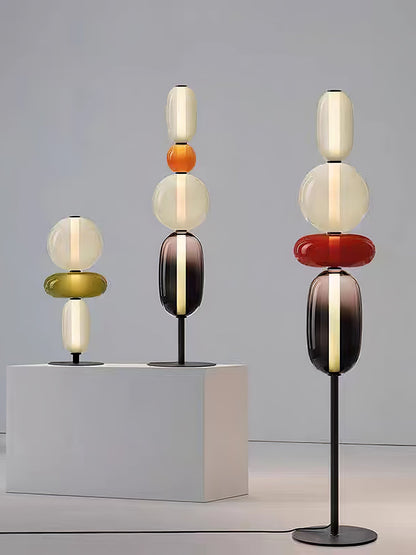 Pebbles Table Lamp | Hand-Blown Crystal & Metal | Black Shade