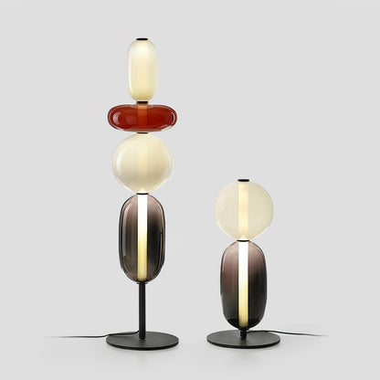 Pebbles Table Lamp | Hand-Blown Crystal & Metal | Black Shade