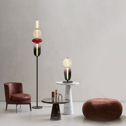 Pebbles Table Lamp | Hand-Blown Crystal & Metal | Black Shade