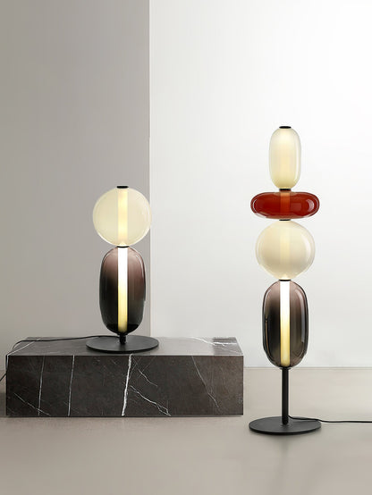 Pebbles Table Lamp | Hand-Blown Crystal & Metal | Black Shade