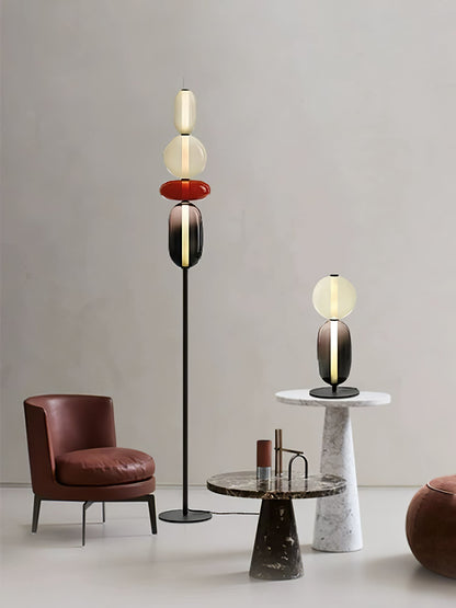 Pebbles Table Lamp | Hand-Blown Crystal & Metal | Black Shade
