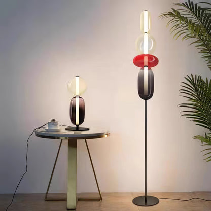 Pebbles Table Lamp | Hand-Blown Crystal & Metal | Black Shade