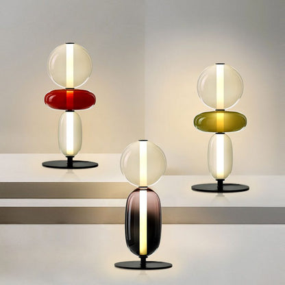 Pebbles Table Lamp | Hand-Blown Crystal & Metal | Black Shade