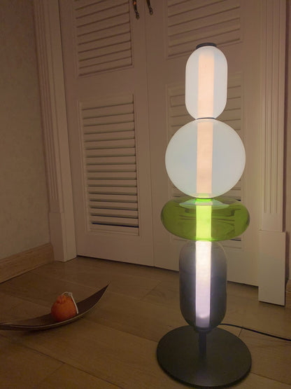 Pebbles Table Lamp | Hand-Blown Crystal & Metal | Black Shade