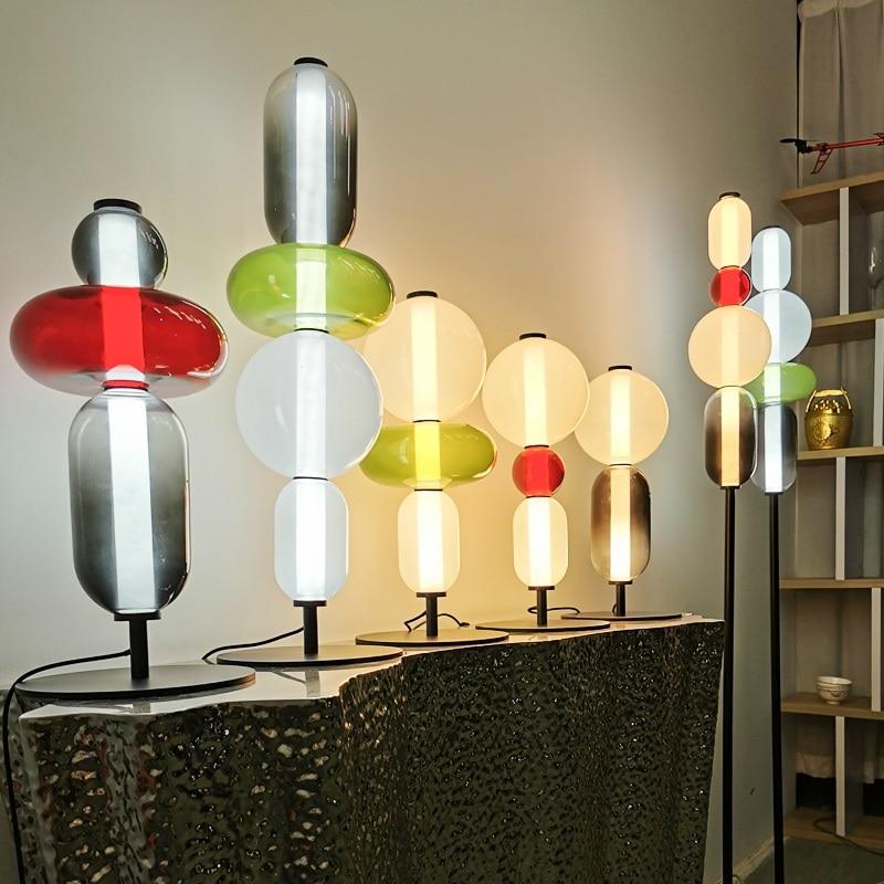Pebbles Table Lamp | Hand-Blown Crystal & Metal | Black Shade