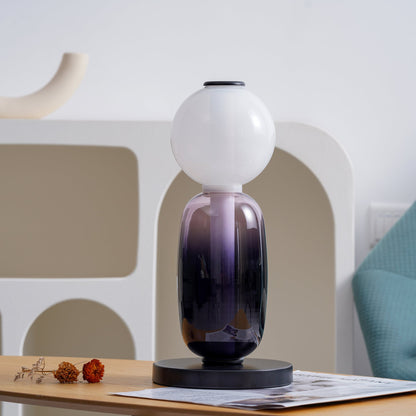 Pebbles Table Lamp | Hand-Blown Crystal & Metal | Black Shade