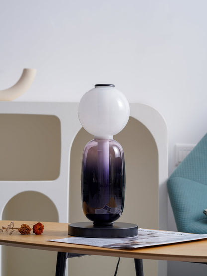 Pebbles Table Lamp | Hand-Blown Crystal & Metal | Black Shade