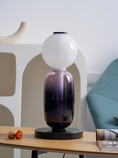 Pebbles Table Lamp | Hand-Blown Crystal & Metal | Black Shade