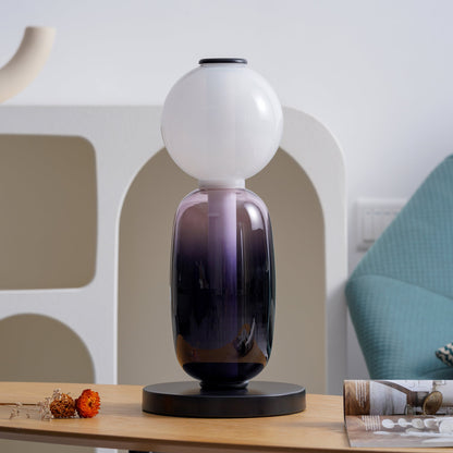 Pebbles Table Lamp | Hand-Blown Crystal & Metal | Black Shade