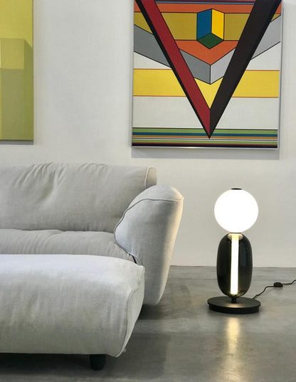 Pebbles Table Lamp | Hand-Blown Crystal & Metal | Black Shade