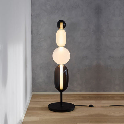 Pebbles Table Lamp | Hand-Blown Crystal & Metal | Black Shade