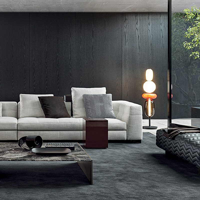 Pebbles Table Lamp | Hand-Blown Crystal & Metal | Black Shade
