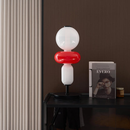 Pebbles Table Lamp | Hand-Blown Crystal & Metal | Black Shade