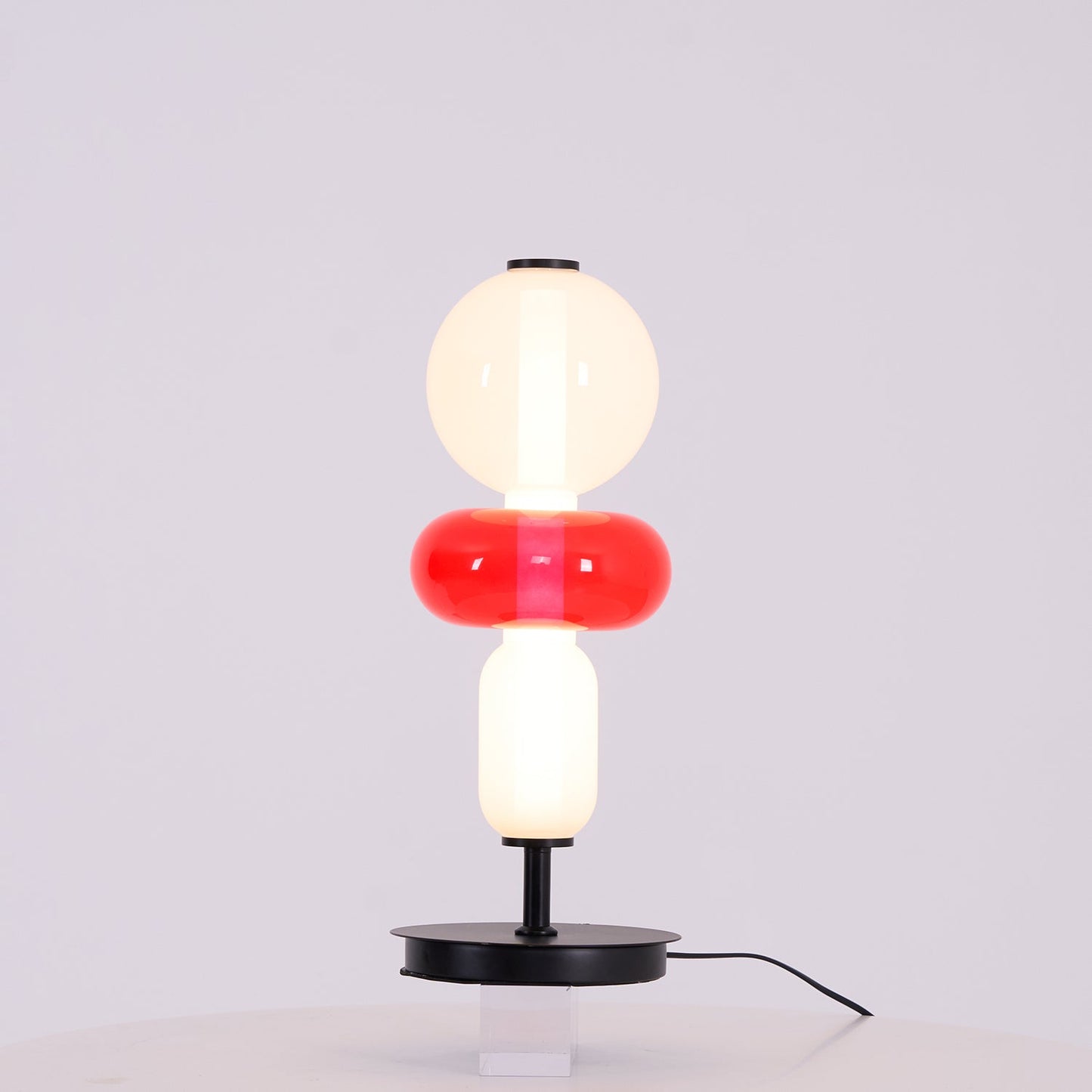 Pebbles Table Lamp | Hand-Blown Crystal & Metal | Black Shade