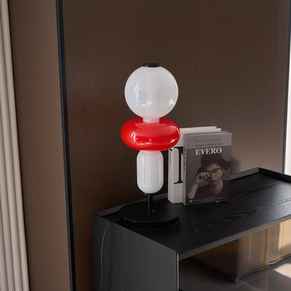 Pebbles Table Lamp | Hand-Blown Crystal & Metal | Black Shade