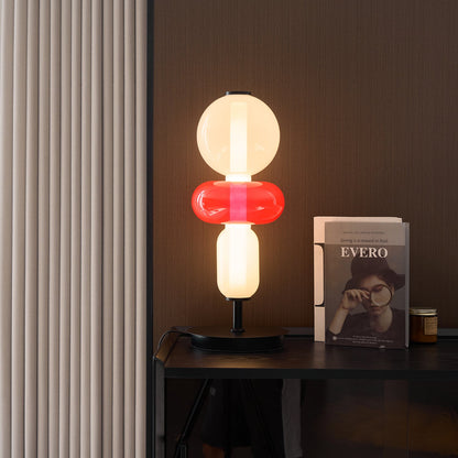 Pebbles Table Lamp | Hand-Blown Crystal & Metal | Black Shade