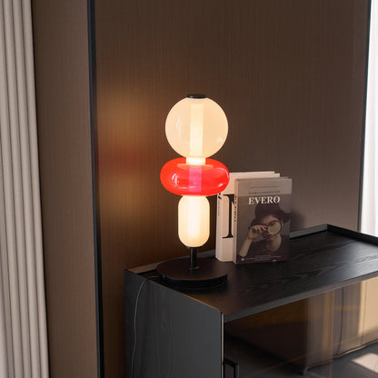 Pebbles Table Lamp | Hand-Blown Crystal & Metal | Black Shade