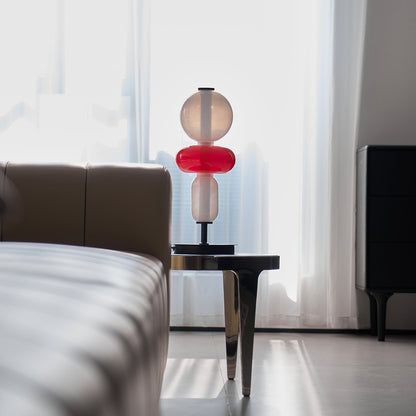 Pebbles Table Lamp | Hand-Blown Crystal & Metal | Black Shade