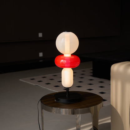 Pebbles Table Lamp | Hand-Blown Crystal & Metal | Black Shade