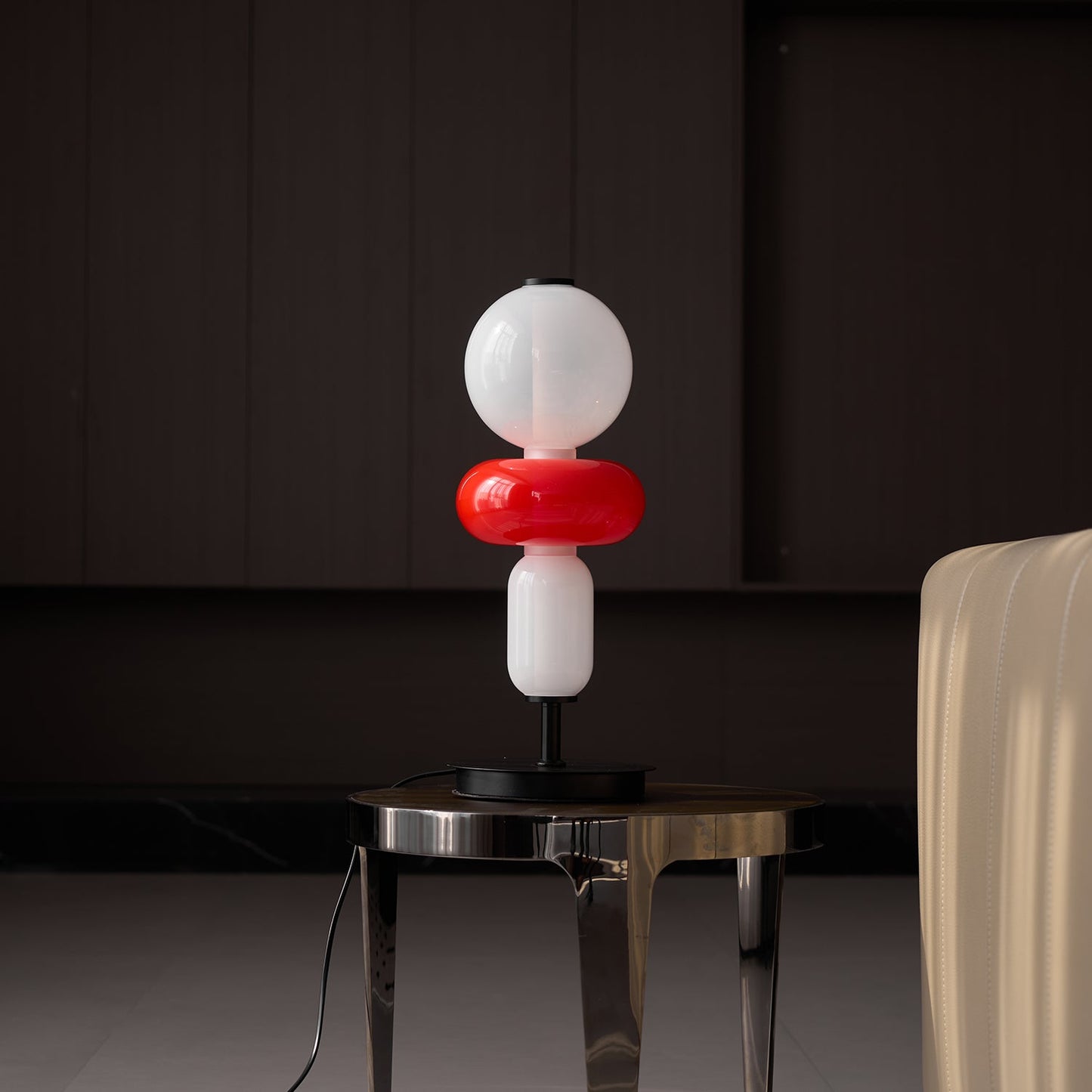 Pebbles Table Lamp | Hand-Blown Crystal & Metal | Black Shade