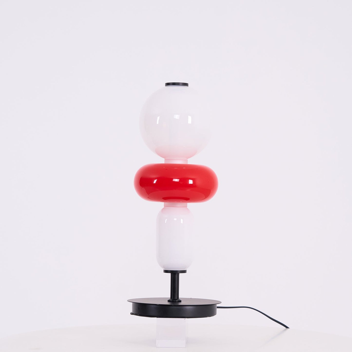 Pebbles Table Lamp | Hand-Blown Crystal & Metal | Black Shade