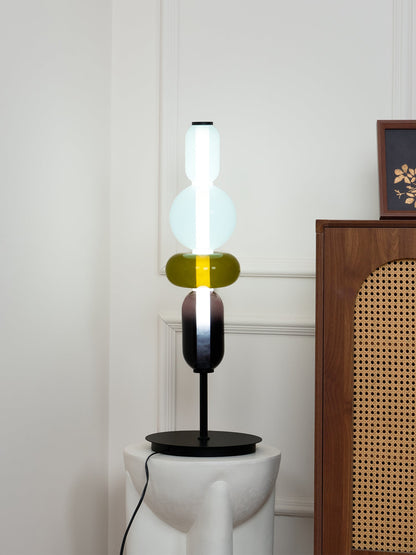 Pebbles Table Lamp | Hand-Blown Crystal & Metal | Black Shade