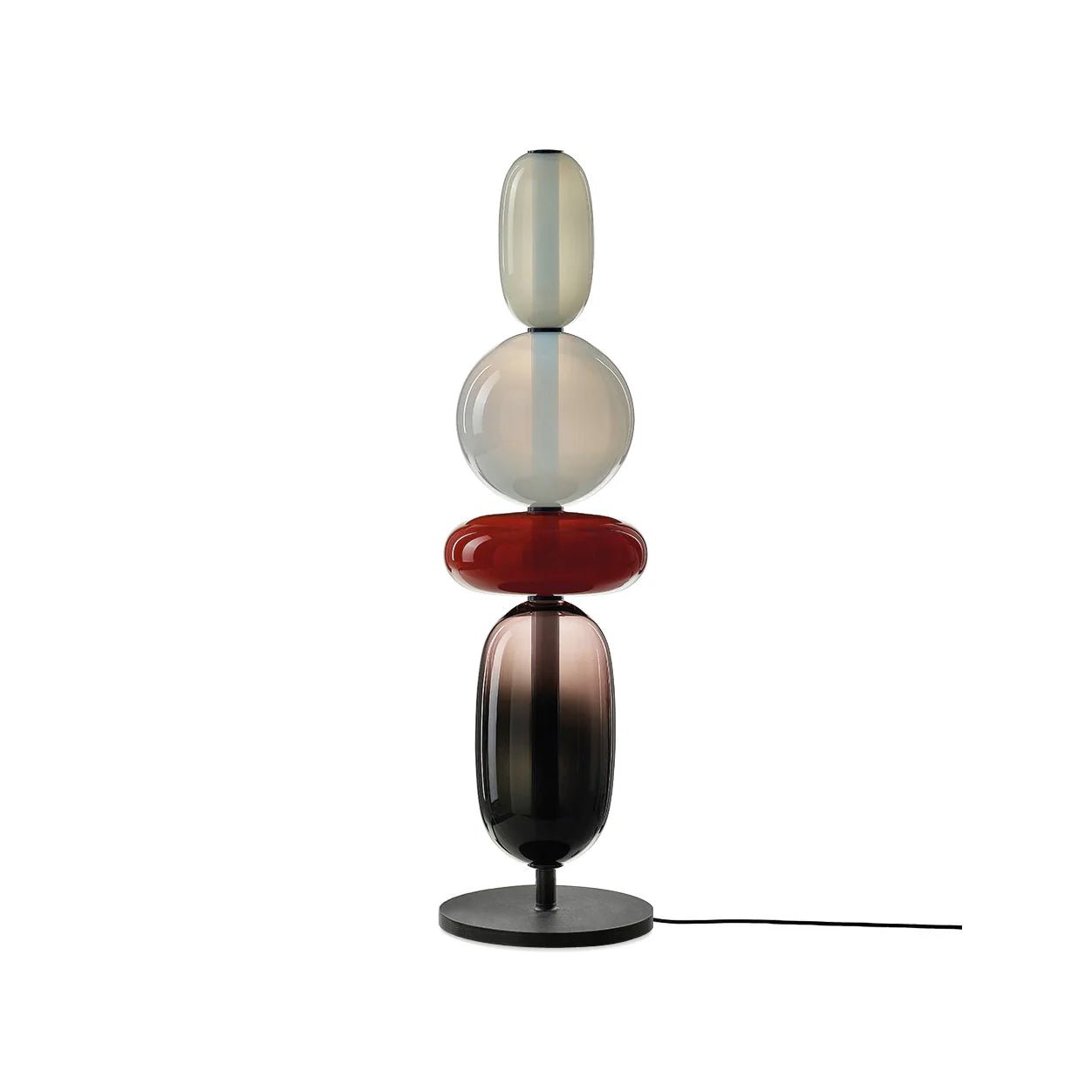 Pebbles Table Lamp | Hand-Blown Crystal & Metal | Black Shade
