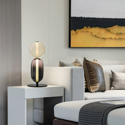 Pebbles Table Lamp | Hand-Blown Crystal & Metal | Black Shade