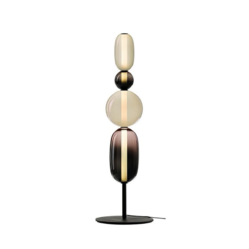 Pebbles Table Lamp | Hand-Blown Crystal & Metal | Black Shade