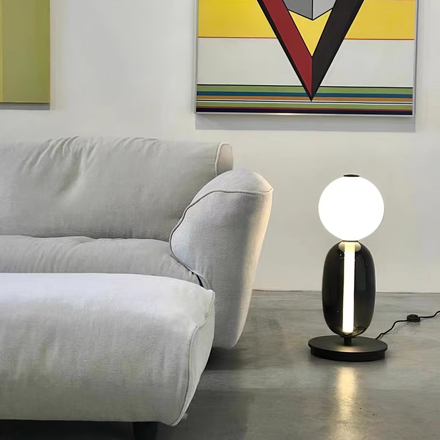 Pebbles Table Lamp | Hand-Blown Crystal & Metal | Black Shade