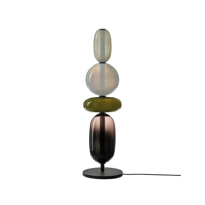 Pebbles Table Lamp | Hand-Blown Crystal & Metal | Black Shade