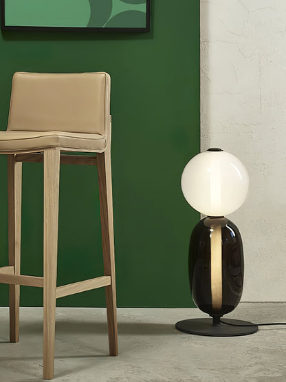 Pebbles Table Lamp | Hand-Blown Crystal & Metal | Black Shade