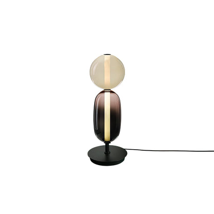 Pebbles Table Lamp | Hand-Blown Crystal & Metal | Black Shade