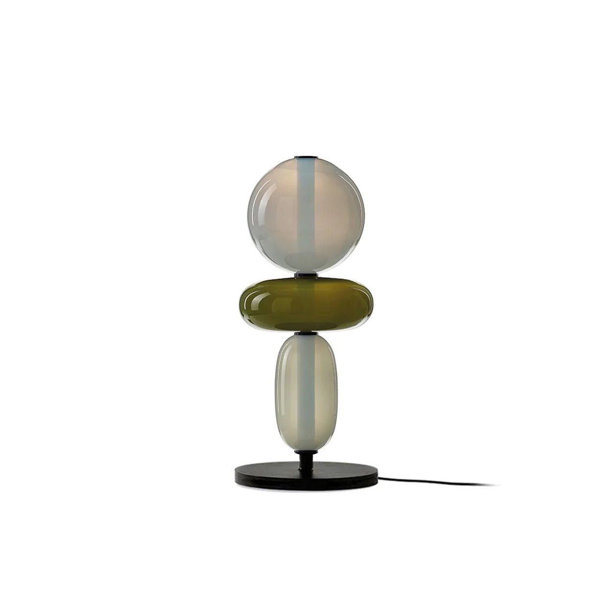 Pebbles Table Lamp | Hand-Blown Crystal & Metal | Black Shade