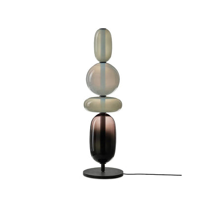 Pebbles Table Lamp | Hand-Blown Crystal & Metal | Black Shade