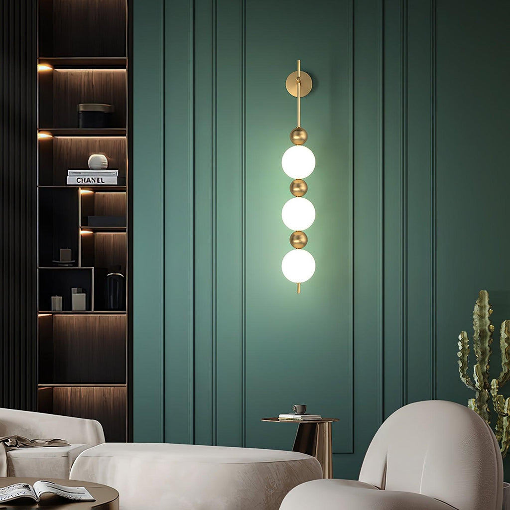 Candied Haws String Wall Lamp | Gold Metal & Acrylic | White Shade