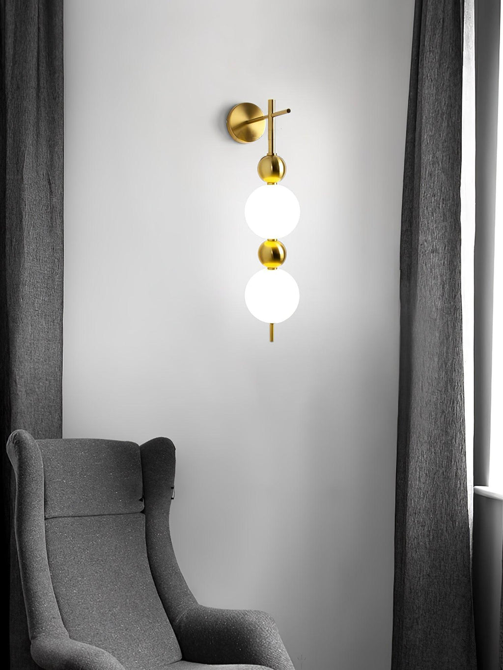 Candied Haws String Wall Lamp | Gold Metal & Acrylic | White Shade