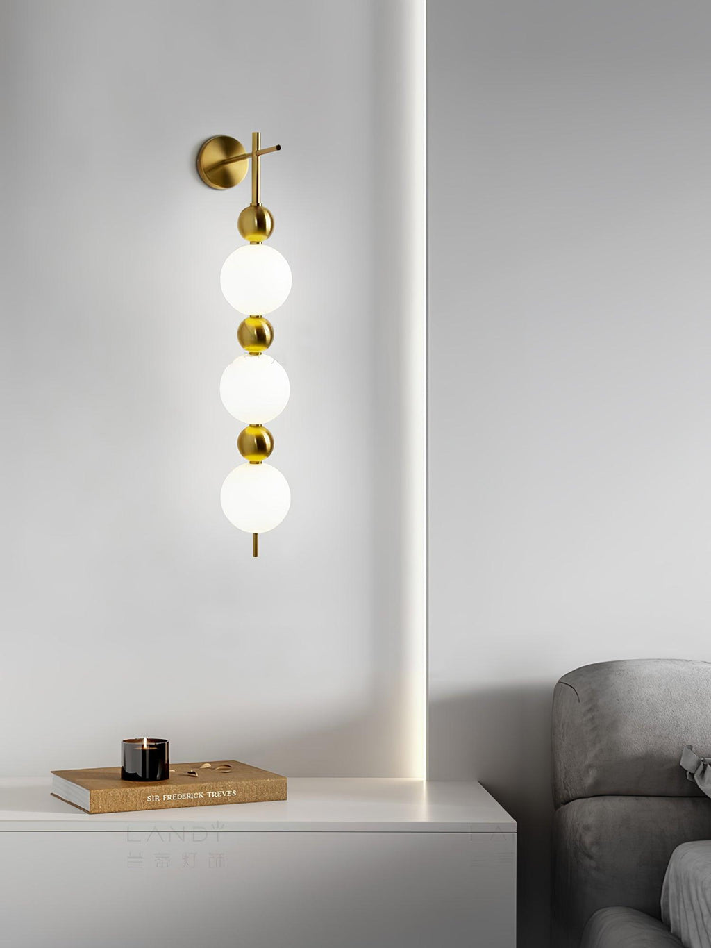 Candied Haws String Wall Lamp | Gold Metal & Acrylic | White Shade