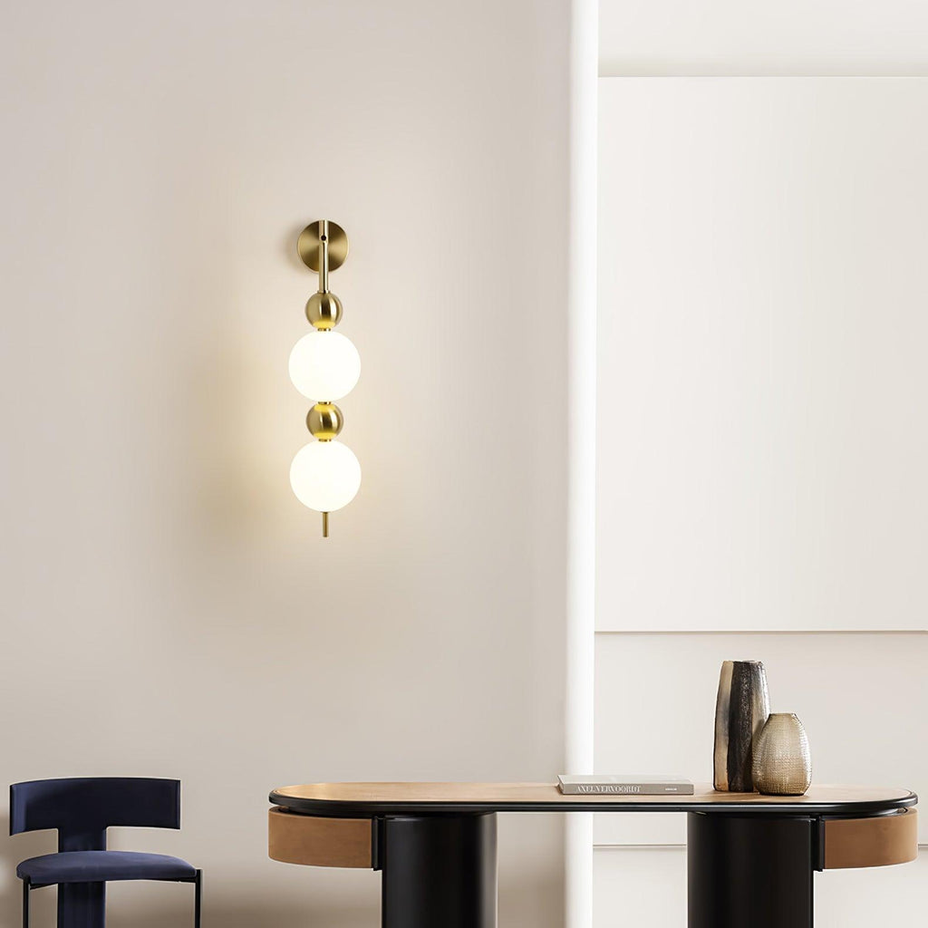 Candied Haws String Wall Lamp | Gold Metal & Acrylic | White Shade