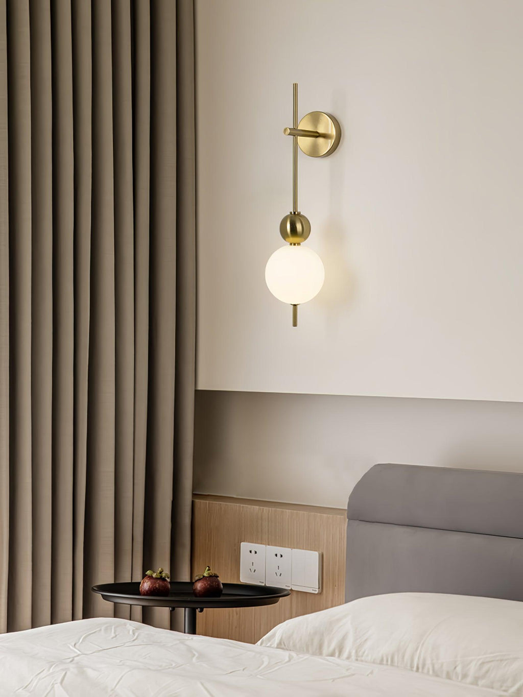 Candied Haws String Wall Lamp | Gold Metal & Acrylic | White Shade