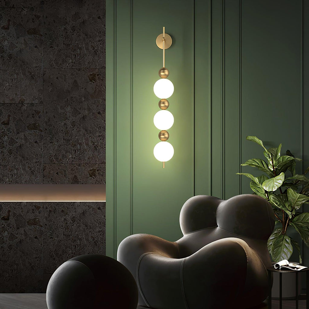 Candied Haws String Wall Lamp | Gold Metal & Acrylic | White Shade