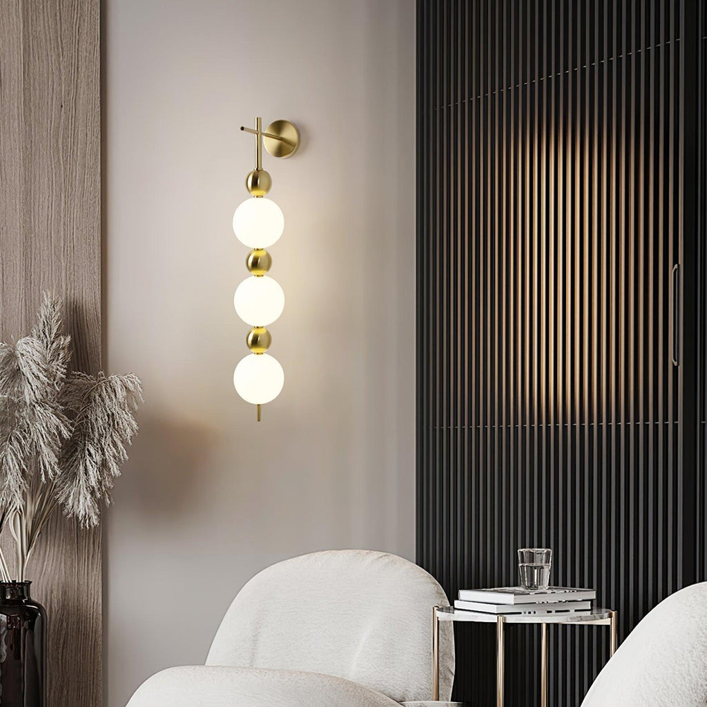 Candied Haws String Wall Lamp | Gold Metal & Acrylic | White Shade