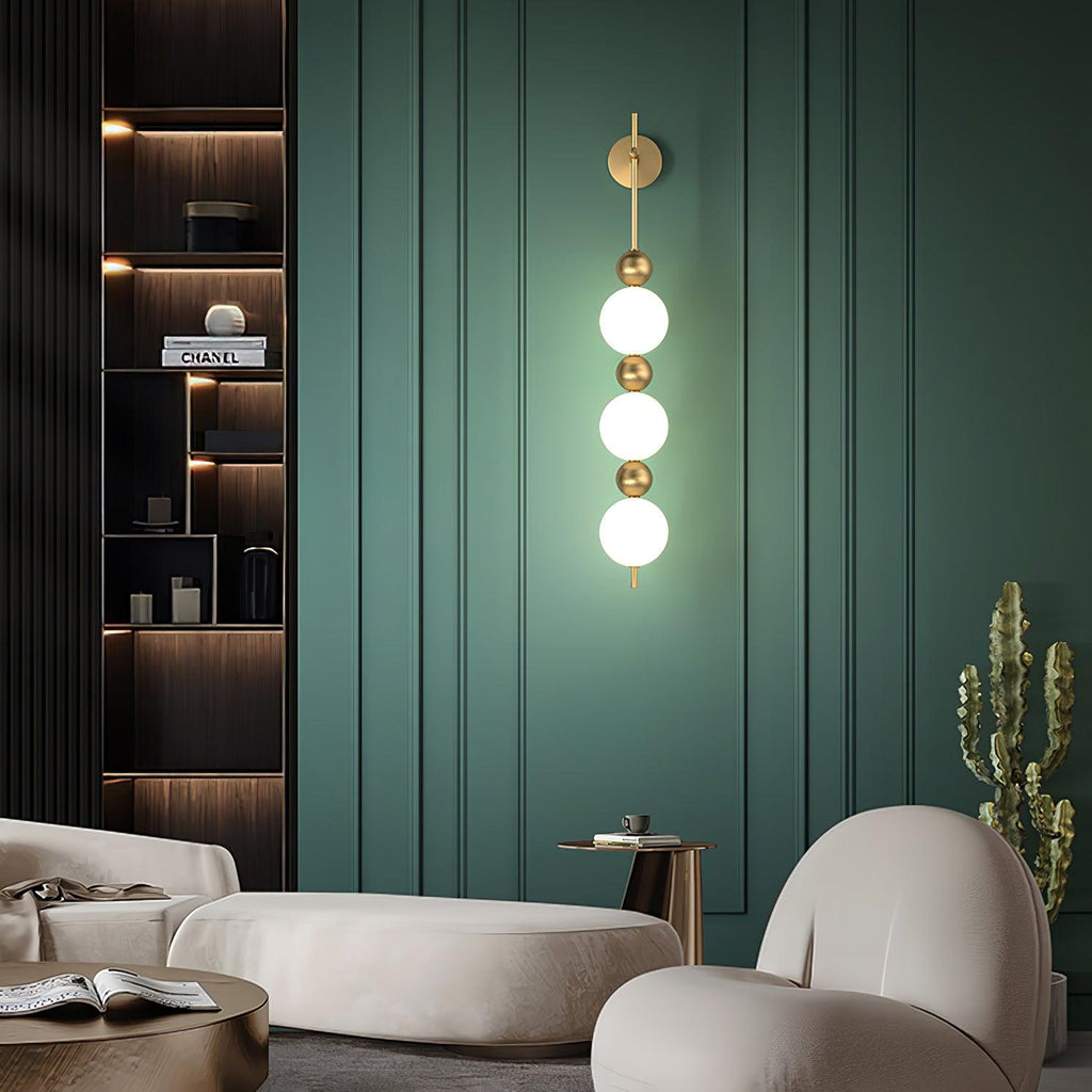 Candied Haws String Wall Lamp | Gold Metal & Acrylic | White Shade