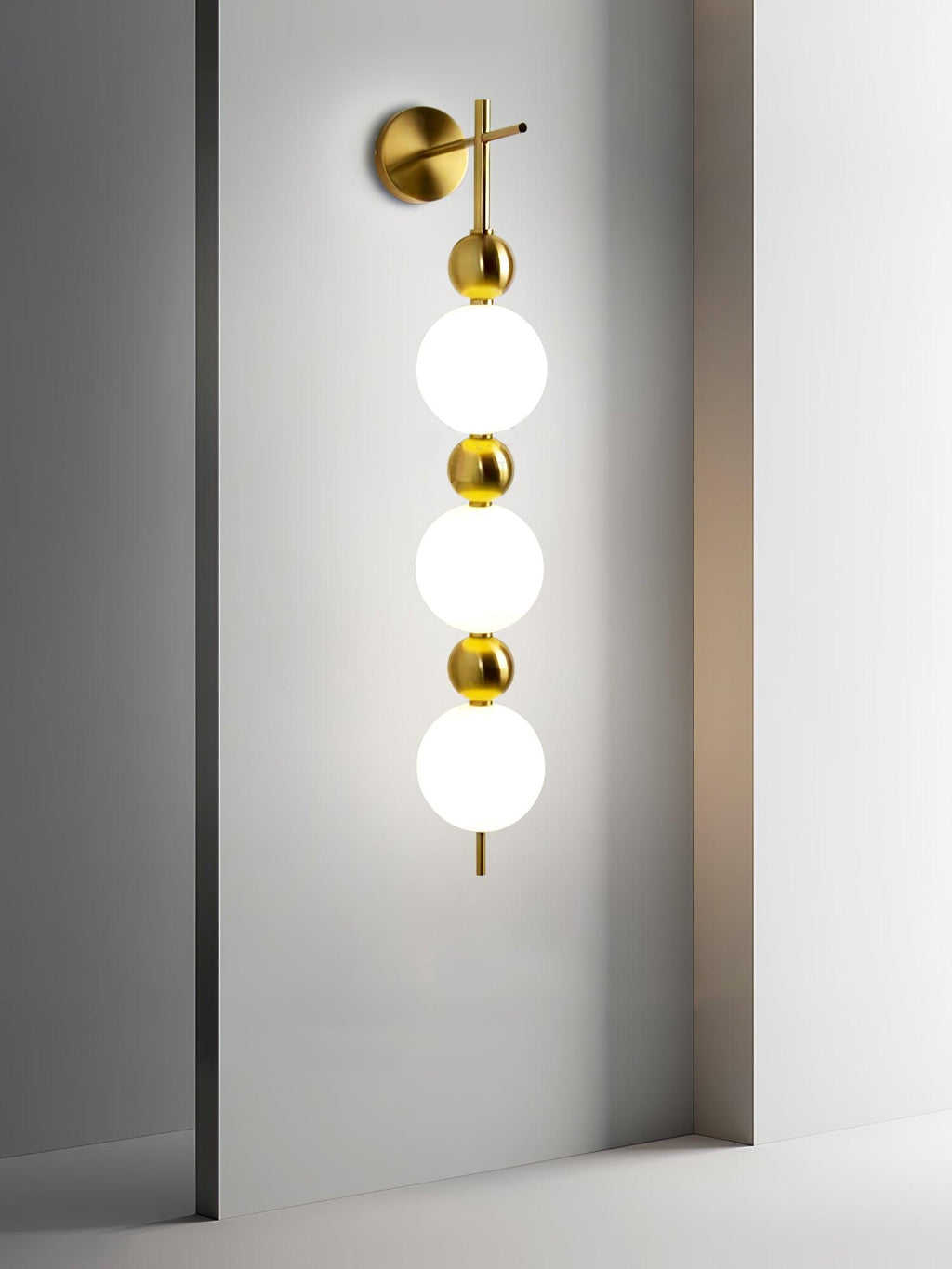 Candied Haws String Wall Lamp | Gold Metal & Acrylic | White Shade